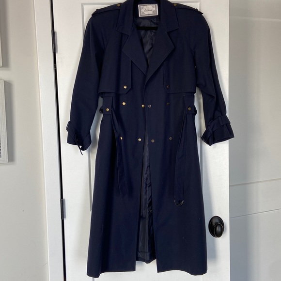 Vintage Jackets & Blazers - Vintage Navy Trench Coat Size 7/8